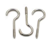 WUYXTO 100 pezzi 1#-14# in acciaio al carbonio nichelato gancio leggero anello punto interrogativo ganci viti legno vite autofilettante Per Appendere(10#)