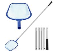 WUYXTO Cestello Skimmer da 158 cm con Asta Estensibile in Acciaio Inox, Rete a Maglie Fini for la Pulizia di detriti Foglie nella Spa della Piscina per Fontana Stagno(Blue)