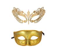 WUYXTO Maschera Da Festa 2 pezzi donna uomo mascherata copri viso set maschere for gli occhi sexy costume cosplay maschere for travestimento in metallo(Style02)