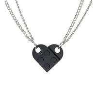WUZIA 2Pcs Punk Cuore Mattone HipHop Love Building Block Ciondolo Collana Coppie Amore Per Le Donne Uomini Gioielli, Zinco