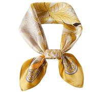 WUZININGLE Sciarpa in 100% seta di gelso, 53,3 x 53,3 cm, sciarpa per capelli in seta per donne e uomini, sciarpa quadrata leggera di seta piccola, Foglie lussureggianti - gialle, 21x 21 inches
