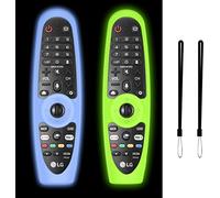 WUZUN 2PCS Custodia Protettiva per LG AN-MR600/ MR650/ MR18BA/ MR19BA/ MR20GA Telecomando Magico, Custodia in Silicone Antiurto Antiscivolo Che si Illumina al Buio con Cordino (Blu + Verde)