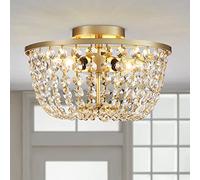 WUZUPS lampadario in cristallo da incasso plafoniera moderna per camera da letto corridoio bar cucina bagno, h 21 x l 33, oro, base g9