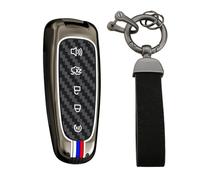 WUZUTU Custodia per chiave auto adatta per Ford Explorer Fusion Escape Edge Bronco F150 Maverick Mustang C-Max Taurus Lincoln MKS MKT MKX Navigator custodia in metallo con portachiavi - 5 pulsanti