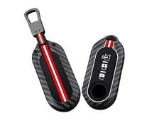 WUZUTU Custodia per chiave auto che si illumina al buio compatibile con Fiat Ducato 500 500L Panda Grande Punto Palio Qubo Scudo Stilo Peugeot Boxer Lancia Musa, telaio in metallo in fibra di carbonio