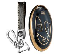 WUZUTU Custodia per chiave auto in morbido TPU Smart Keyless compatibile con Hyundai Ioniq 5 6 Grandeur GN7 Kona Elantra Santa Fe Santa Cruz Tucson 2024 2025 Portachiavi a protezione completa - A Nero
