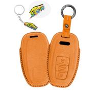 WUZUTU Custodia per chiave auto, in pelle, compatibile con Audi A3 A4 A5 A6 A7 A8 Q5 S7 R8 TT TTS TTRS E-Tron Quattro, custodia per chiavi auto, colore: arancione