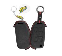 WUZUTU Custodia per chiave auto, in pelle, compatibile con Audi A3 A4 A6 A8 Quattro S4 S6 RS3 RS4 RS6 R8 TT TTS Seat cucita a mano, morbida protezione completa, colore nero