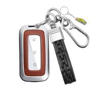 WUZUTU Custodia per chiave auto in pelle PU compatibile con Geely Galaxy EX5 EM-i E5 E8 L6 L7 Max Starry 8 2024 2025 Starship L7 EM-i Proton E.MAS 7 Portachiavi a prova di caduta 3 pulsanti - A