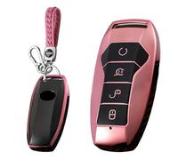 WUZUTU Custodia per chiave telecomando auto compatibile con BYD Han Ev Tang Dm Qin Plus Song Pro Max Yuan Generation Atto3 Buckle E-Seed GT pratico TPU impermeabile a prova di goccia portachiavi rosa