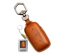 WUZUTU Custodia per chiavi in pelle Keyless Go, compatibile con Geely EX5 Galaxy E5 E8 2025 2026 Cityray L6 L7 EM-I 2024 2025 portachiavi, marrone, Braun