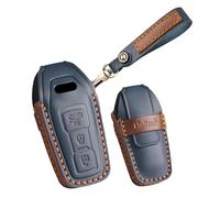 WUZUTU Custodia portachiavi in pelle Smart Keyless compatibile con Audi A5 Sedan E-Hybrid S5 Sedan A6 S6 Avant Q6 SQ6 Sportback E-tron Q6 SQ5 SQ6 SUV Nuovo 2025 cucito a mano portachiavi 3 pulsanti