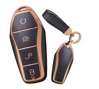 WUZUTU Smart Keyless - Custodia per chiave telecomando per auto, compatibile con BYD Qin Plusdmi Atto 3 Han EV Dolphin Song Pro, in TPU, impermeabile, accessorio per auto, portachiavi, colore nero