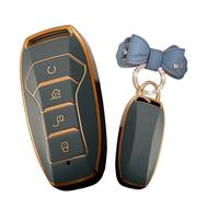 WUZUTU Smart Keyless Entry Custodia per telecomando compatibile con BYD Han Ev Tang Dm Qin Plus Song Pro Max Yuan Generation Atto3 Buckle E-Seed GT TPU Key Shell con portachiavi-B grigio