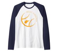 WV Baseball Seams, squadra di pallacanestro dell'Art Mountain State del West Virginia Maglia con Maniche Raglan