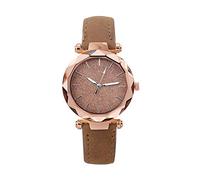 Wv200 Casual Fashion Quartz Watch Twinkling Dial Cinturino in Pelle, Marrone, misura unica