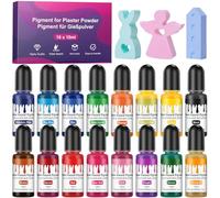 Wvasfd Coloranti per Polvere Di Gesso, 16 x 10 ml Trasparente Colori Pigmento Liquida in polvere di ceramica, per Polvere di Colata Progetti Creativi, Fai da Te