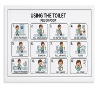 WVPJJNXAFN Autism Potty Training Routine for Boys Visual Schedule ASD Toddler Canvas Wall-Art Nursery Decor Print(Framed,16x24inch(40x60cm))