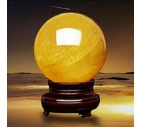WVPJJNXAFN Yellow Citrine Crystal Sphere Ball Crystals Stone with Stand Feng Shui Crystal Tabletop Sculpture Ornaments Implication Wealth And Success,Yellow Crystal ball-18cm