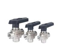 WVRWFDLW 1 PCS Ad Alta Pressione 1/8 "1/4" 3/8 "1/2" 3/4 "BSP Filettatura Interna in Acciaio Inox 304 Uguale Diametro L Porta Valvola a Sfera Guarnizione in PTFE(45359)