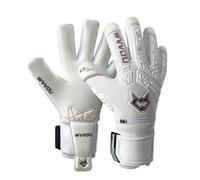WVVOU Guanti da portiere per uomo e ragazzi, guanti da portiere ad alte prestazioni, con 5 dita rimovibili, guanti da calcio con lattice adesivo da 4 mm sul palmo della mano. (bianco, 8)