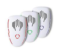 WVY Ultrasuoni repellenti, Controllo Interno dei parassiti con Luce Notturna, scarafaggi, Topi, Ragni, Mosche, formiche, zanzare, ECC, Animali Domestici/innocui per l'Uomo, 3 Pezzi, Bianca
