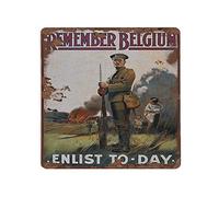 Ww1 Propaganda Vintage British WWI Remember Belgium Join Arruitment World War 1 Recruitment Targa in metallo vintage decorazione da parete decorazione da parete targa per porta targa in latta per