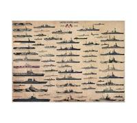 WW2 Battleship Blueprint Poster, US Navy Cross-Section Diagram Wall Art, Vintage Naval History Print for Home Office and Classroom Decor (Unframed,12x18inch(30x45cm))