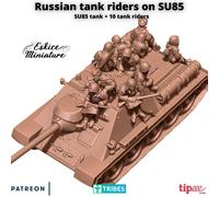 WW2 SU85 Tank with Russian Tank Riders - Wargames - Bolt Action - historical
