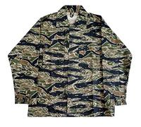 WW2 Tiger Stripe Shirt Uomo Vintage LLS Camo Cotton Jacket Replica della Seconda Guerra Mondiale Vietnam Combat Uniforme, Mimetico, M