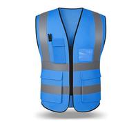 WWBDZSW Gilet Di Sicurezza Riflettente Ad Alta Visibilità,Cerniera In Mesh Resistente Multi Tasche,per La Corsa Notturna Per L'escursionismo Per Il Ciclismo,Traspirante,Stampabile