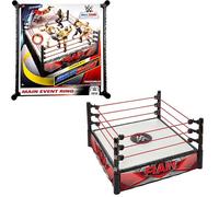 Mattel WWE - Superstar Ring, set con etichette per Main Event e RAW, tappeto del