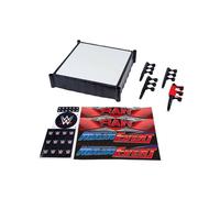Mattel WWE - Superstar Ring, set con etichette per Main Event e RAW, tappeto del