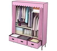 WWERTYY Armadio Portatile in Tessuto Armadio Rosa Armadio, Individuale con cassetto Armadio Creativo Armadio Multifunzione Organizzatore Armadio in Tessuto Tinta Unita, 168 * 140 * 45 cm A