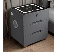 WWERTYY Comodino Moderno con Porte di Ricarica USB Comodino LED Mobiletto con 3 cassetti Comodino per mobili da Camera da Letto Tavolino Laterale Compatto per Piccoli spazi