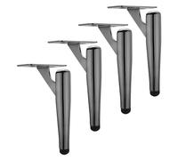 WWERTYY Gambe per Tavolo in Metallo, Set di 4 Gambe per mobili in Tubo Tondo per Montaggio su Piano di Lavoro, Gambe di Supporto per mobiletti Color Nero Pistola per Divano e mobiletto del