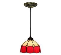 WWERTYY Lampada a Sospensione, lampadario in Vetro colorato Rosso da 8 Pollici per Sala da Pranzo, Lampada a Sospensione Vintage Regolabile in Altezza per l'arredamento dell'isola della cu