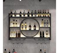 WWERTYY Mensola per Bottiglie di liquore illuminata a LED, mensole da Bar montate a Parete, mensola per Bottiglie di Vino e Bicchieri in Metallo, mensola per Bottiglie di Vino in Ferro, PE