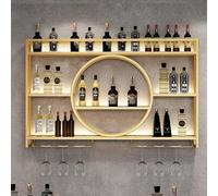 WWERTYY Mensola per Bottiglie di liquore illuminata a LED, mensole da Bar montate a Parete, mensola per Bottiglie di Vino e Bicchieri in Metallo, mensola per Bottiglie di Vino in Ferro, PE