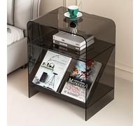 WWERTYY Moderno tavolino Laterale in Acrilico Trasparente colorato per B con Bordi arrotondati, Comodino Alto e Resistente per Divano, Sala da Pranzo, Marrone caffè