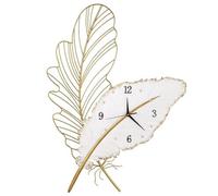 WWERTYY Orologio da Parete Grande in Metallo Feather per Soggiorno, Orologio da Parete Moderno in Metallo Silenzioso, Decorazione da Parete per ingressi, cucine, camere da Letto e uffici