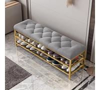 WWERTYY Panca portascarpe a 3 Ripiani, Panca Imbottita per Ingresso con Struttura in Metallo, Panca portascarpe con poggiapiedi per Soggiorno, corridoio, anticamera, Porta, carico 330 libb