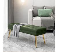 WWERTYY Panca portascarpe, Panca per Ingresso, Organizer per riporre Le Scarpe, Panca per fine Letto, Panca Imbottita in Similpelle con Bottoni e Gambe Dorate, Panca portaoggetti Pouf per