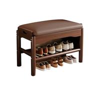 WWERTYY Panca portascarpe, panche portaoggetti con Cuscino in Pelle, Panca portascarpe in Legno massello a 2 Ripiani, Organizer portascarpe di metà secolo per Ingresso corridoio Soggiorno