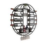 WWERTYY Portabottiglie da Parete, portabottiglie da Parete con portabicchieri, per Bottiglie di liquore, portabottiglie di Grande capacità, espositore per Bottiglie di Vino in Ferro, per c