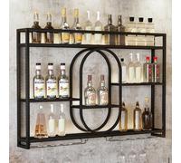 WWERTYY Portabottiglie di Grande capacità, portabottiglie a LED da Parete, Ripiani da Bar a 3 Livelli da 39,4 Pollici, portabottiglie da Parete Decorativo Moderno, Elegante Contenitore per