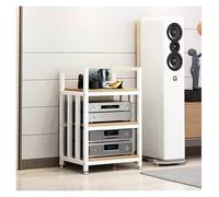 WWERTYY Rack e Supporti Stereo a 3 Livelli, mobiletto portaoggetti per Supporti multimediali, Supporto Audio, Supporto Stereo con Altezza Regolabile, ripiano angolare per Giradischi (Bianc