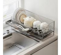 WWERTYY Scolapiatti Interamente in Acciaio Inossidabile 304, Adatto per Ripiani da Cucina sopra i lavelli (Colore Originale Acciaio 304, B)