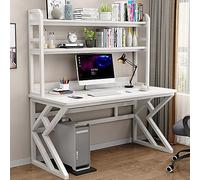 WWERTYY Scrivania per Computer con libreria, scrivania Moderna per Studio/postazione di Lavoro, scrivania per Ufficio Domestico, Facile da Montare (31 Pollici, Bianco)