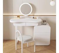 WWERTYY Set da toeletta con Specchio Illuminato a LED, scrivania da toeletta, Set da toeletta, Tavolo da Trucco Moderno con cassetti e Sgabello, Set da toeletta, Sedia alla Moda, Set da to